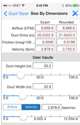 Carmel Software Releases Updated HVAC Duct Sizer App
