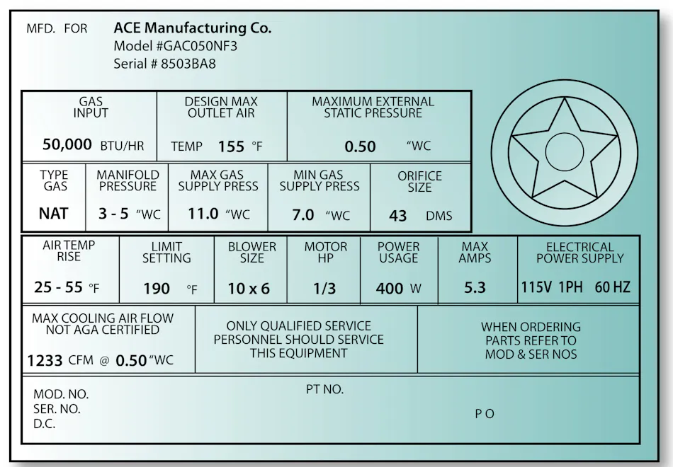 Furnace Labels Example How to Interpret HVAC Equipment Nomenclature | Contracting Business