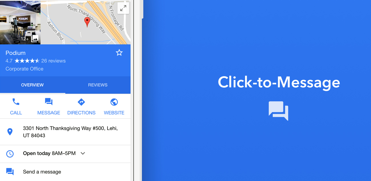 Google click to message screen