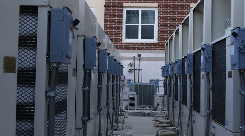 The Panasonic installation at Shippensberg University, Shippensberg, Pa., was one of the most largest and most complex VRF installations, with more than 1000 tons of connected air conditioning capacity.