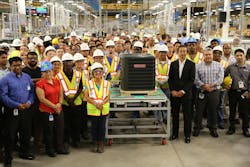 The Manufacturing Crew And Ceo Takeshi Ebisu, With The First Goodman Unit To Come Off The Line At The New Daikin Texas Technology Park, In 2017