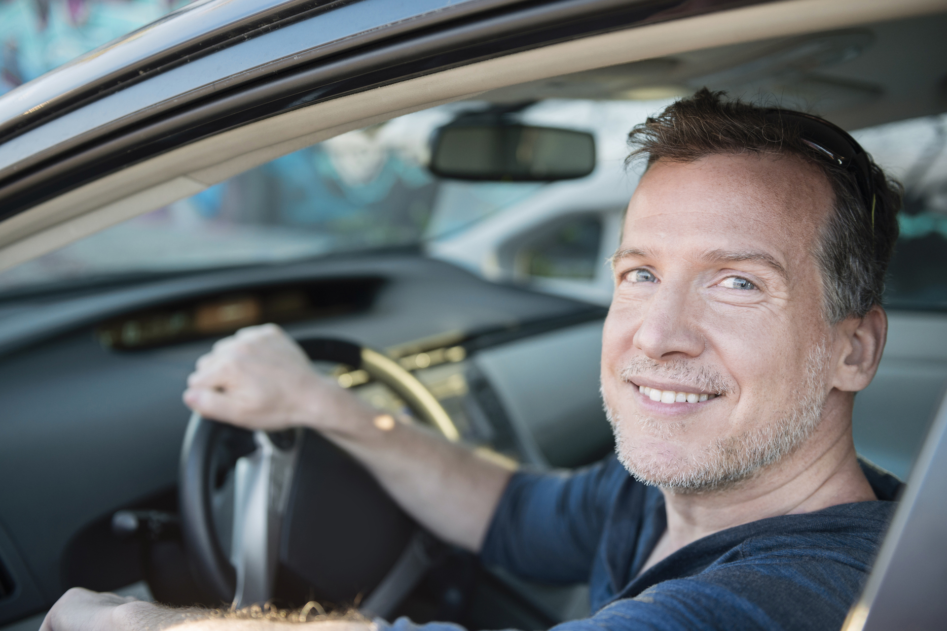 Uber driver at wheel