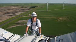 A student from Lake Region State&rsquo;s wind energy technician program gets a bird&rsquo;s eye view of a windmill. Soon, he&rsquo;ll be able to do this on campus.