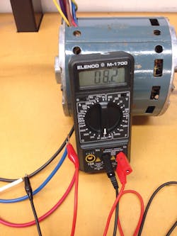 Checking the windings on a motor using an ohmmeter Checking the windings on a motor using an ohmmeter
