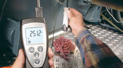 There are many brands of test instruments to help measure Delta T, Delta P, and so on. Pictured here is the testo 925 &mdash; a temperature measuring instrument particularly suitable for use in the field of HVAC (heating, ventilation, and air conditioning).