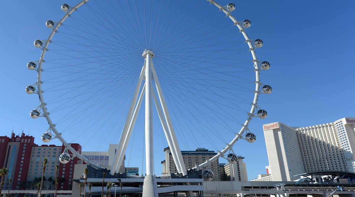 It takes 30-minutes to complete one revolution on the &apos;High Roller.&apos; Tourist comfort in 100F temperatures is essential. Photo courtesy Luvata.