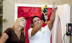 Advance Energy Auditor is testing the energy performance of a home Advance Energy Auditor is testing the energy performance of a home