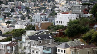 A view of homes on July 17, 2014 in San Francisco, California. According to a report by DataQuick, the median price of new or existing single-family homes and condos reached $1 million. (Photo by Justin Sullivan/Getty Images)