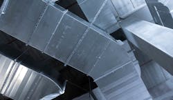 A crisscrossing of ductwork in an HVAC system makes for interesting artwork A crisscrossing of ductwork in an HVAC system makes for interesting artwork