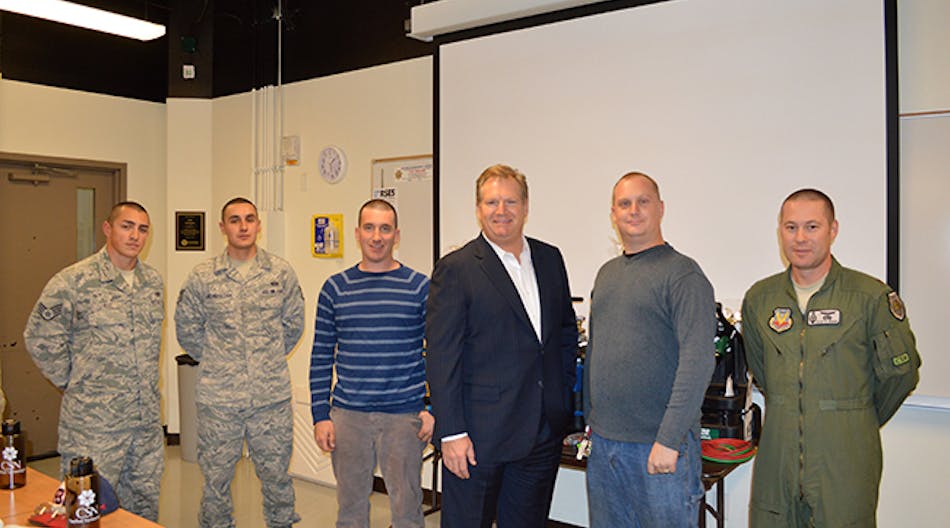 Army specialists Jamie Olson and Larry Lemieux are the first two veterans to receive toolkits through Goodrich&rsquo;s $100,000 scholarship endowment program he created at CSN to aid military veterans enrolled at the school.