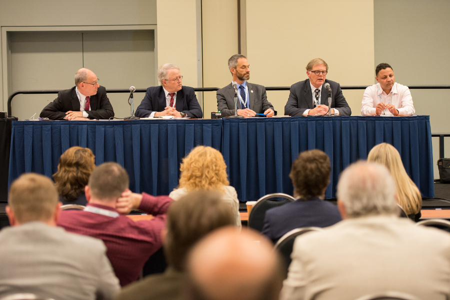 Jaap Hogeling second from right manager international projects for ISSO addresses the audience during the Danfoss 2015 Energy Efficiency Global Forum Photo courtesy Danfoss