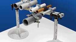 Pipe Prop with Unistrut Receiver can be quickly glued to any 3/4-in. PVC electrical conduit and can handle side-by-side groups of pipes