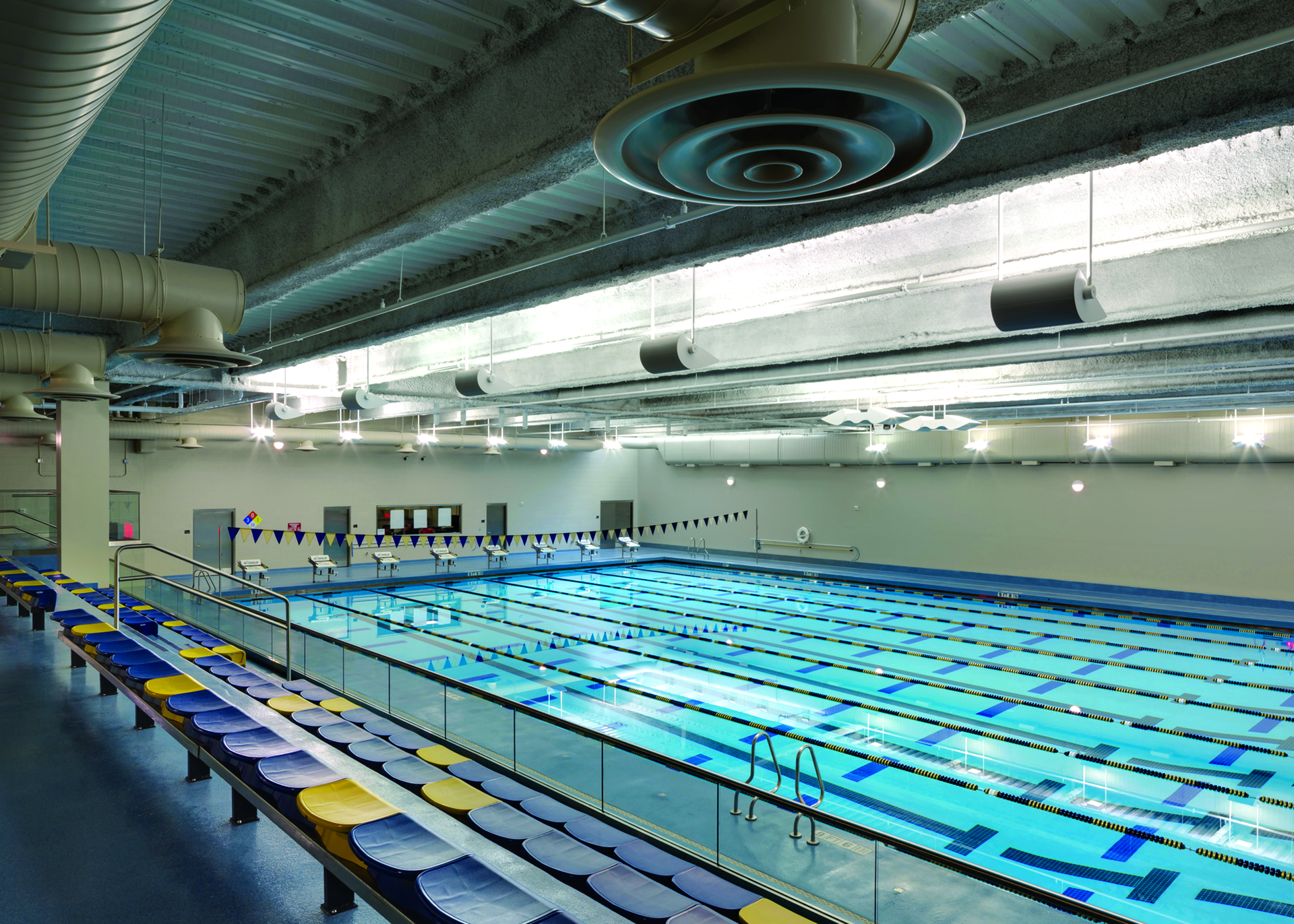 Chemical odors from the swimming pool canrsquot be detected anywhere in the Levine Center thanks to Lea Burtrsquos mechanical and ventilation design