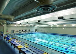 Chemical odors from the swimming pool canrsquot be detected anywhere in the Levine Center thanks to Lea Burtrsquos mechanical and ventilation design Chemical odors from the swimming pool canrsquot be detected anywhere in the Levine Center thanks to Lea Burtrsquos mechanical and ventilation design