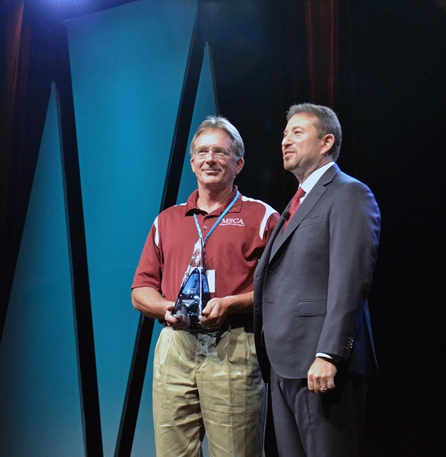 Mike Feutz left received the MSCA DS O39Brien Award of Excellence from Scott Berger 2015 chairman of the MSCA Board of Managers Photo by Terry McIver