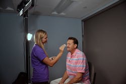 Ready for his closeup Taylor Topper digital marketing specialist for Blue Corona gets Mack Antonoff from Empire Technical HVAC Inc ready for his video shoot Blue Corona produced 30 free videos for HVAC and plumbing contractors during Comfortech 2015 Ready for his closeup Taylor Topper digital marketing specialist for Blue Corona gets Mack Antonoff from Empire Technical HVAC Inc ready for his video shoot Blue Corona produced 30 free videos for HVAC and plumbing contractors during Comfortech 2015