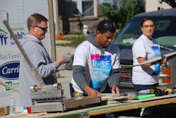 Carrier employees working the job site for Habitat for Humanity Carrier employees working the job site for Habitat for Humanity