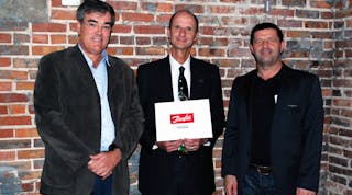 Pictured from left: Ricardo Schneider, president, Danfoss Turbocor Compressors; Dr. Gary Ostrander, vice president for research, Florida State University; and Jurgen Fischer, president &ndash; cooling segment, Danfoss.