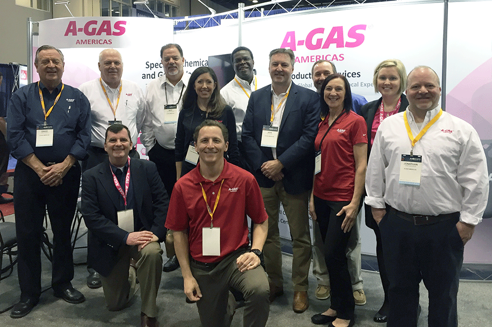 The AGas refrigerants team at the AHR Expo in OrlandoBack row from left David Griggs Paul Voelker Jeff Kernaghan Kurt Dawson Tim Amburgey and Allyson PaigeMiddle Sheila Hope Ken Logan Judy Manke and Jonathan StackFront Robert Hennessy and Taylor Ferranti