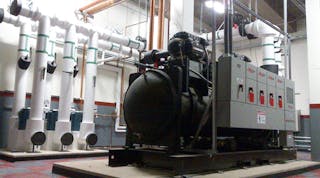 The engineer suggested replacing the screw chillers with a standard, water-cooled centrifugal chiller and replacing the evaporative condensers with cooling towers. Ten- or 12-in. diameter piping and pumps would circulate condenser water from the basement to the rooftop.