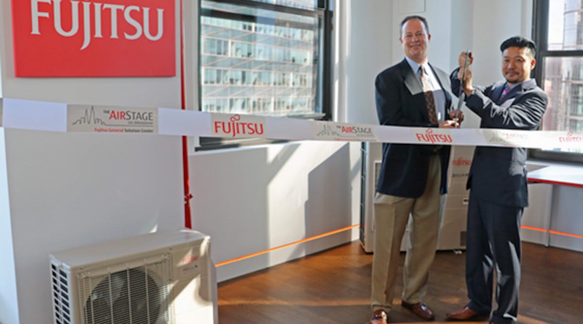 The official ribbon-cutting was performed on Nov. 11 2016 by Matt Peterson, Fujitsu General America President and COO (left), and Tomokazu Hosoi, Director of Business Development.