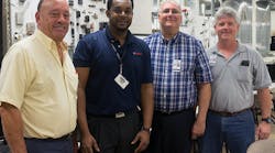 From left are James Blackford III HVACR educator; Omar Mcintosh technical service associate; John Felser, assistant principal; and Brian Youngblood HVACR educator.