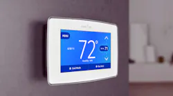 The Sensi Touch WiFi Thermostat has a highdefinition color touchscreen and a clean design to fit the modern home