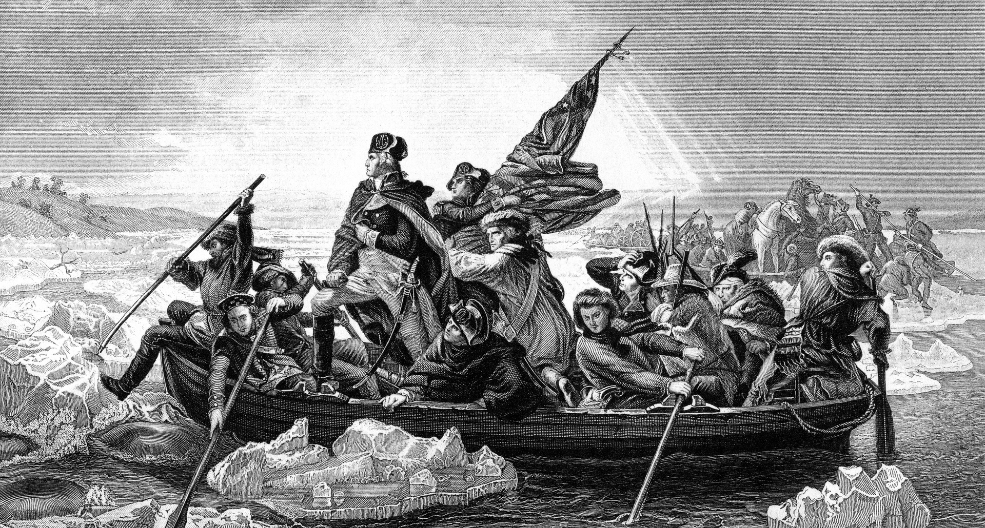 Washington crossing Delaware River