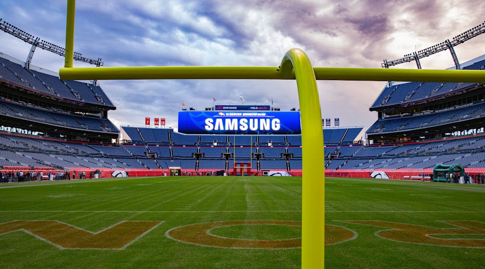 Samsung gets a welcome to Denver Broncos Stadium.