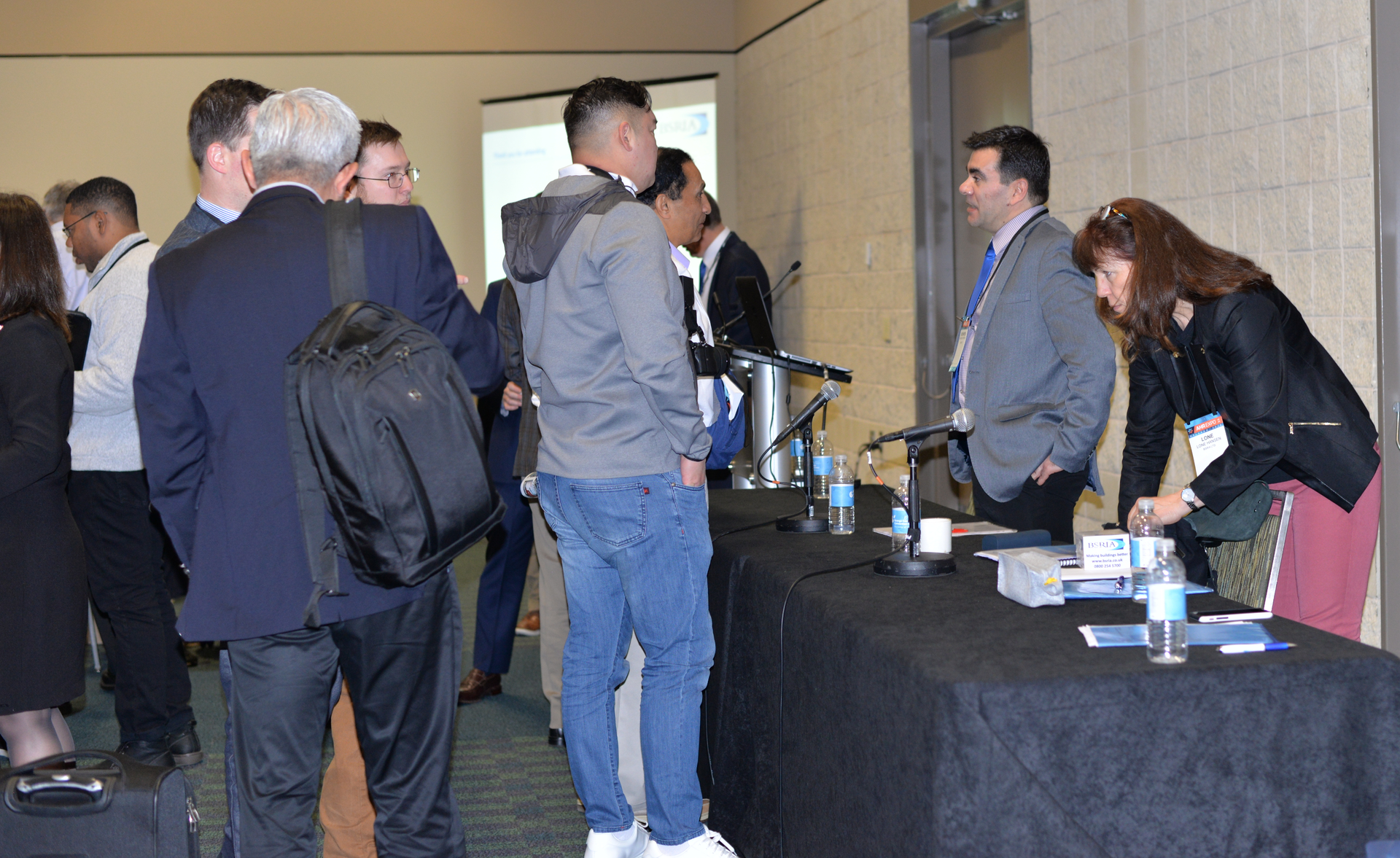 AHR attendees talk with speakers from nonprofit BSRIA global trends in heating, renewables, cooling, refrigeration, IoT and wellness buildings.