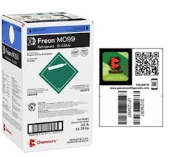 Chemours R-438A (Freon™ MO99™) packaging. Chemours R-438A (Freon™ MO99™) packaging.