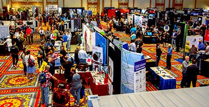 Section of the exhibit hall at 2019 Service World Expo.