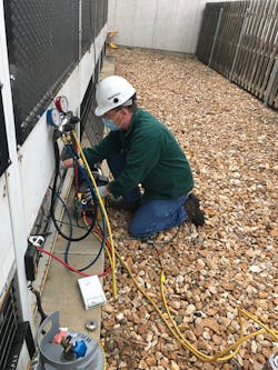 Murphy Co. technicians wear masks even when working alone. Murphy Co. technicians wear masks even when working alone.