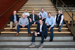 The executive team of University Mechanical Contractors (left to right): Mark Faller, CFO; Pat Damitio, SVP of operations; David Malone, director of preconstruction; President and CEO Jerry Bush; Steve Brooks (foreground), VP of business development; Kirk Baisch, safety director; Steve Russo manager of major projects; and Bryan Eppler, director of strategic development, energy and environment. The executive team of University Mechanical Contractors (left to right): Mark Faller, CFO; Pat Damitio, SVP of operations; David Malone, director of preconstruction; President and CEO Jerry Bush; Steve Brooks (foreground), VP of business development; Kirk Baisch, safety director; Steve Russo manager of major projects; and Bryan Eppler, director of strategic development, energy and environment.