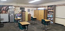 This Carrier OptiClean&trade; unit (back left) was recently installed in a classroom at Cajon High School as the San Bernardino City Unified School District prepares for the return of its 60,000 students, teachers and staff to campuses.