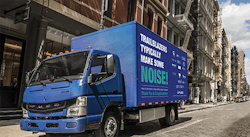 Mitsubishi Fuso’s eCanter light-duty truck comes in flatbed and van body options. Mitsubishi Fuso’s eCanter light-duty truck comes in flatbed and van body options.