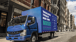 Mitsubishi Fuso’s eCanter light-duty truck comes in flatbed and van body options. Mitsubishi Fuso’s eCanter light-duty truck comes in flatbed and van body options.