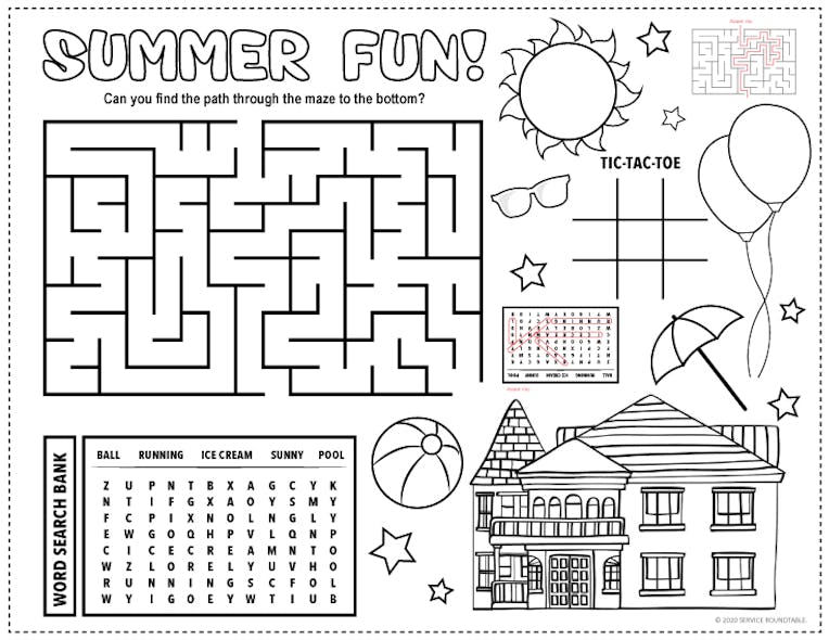 6 June Summer Game Sheet