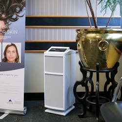 A HealthWay free-standing unit in a doctor&apos;s waiting room.