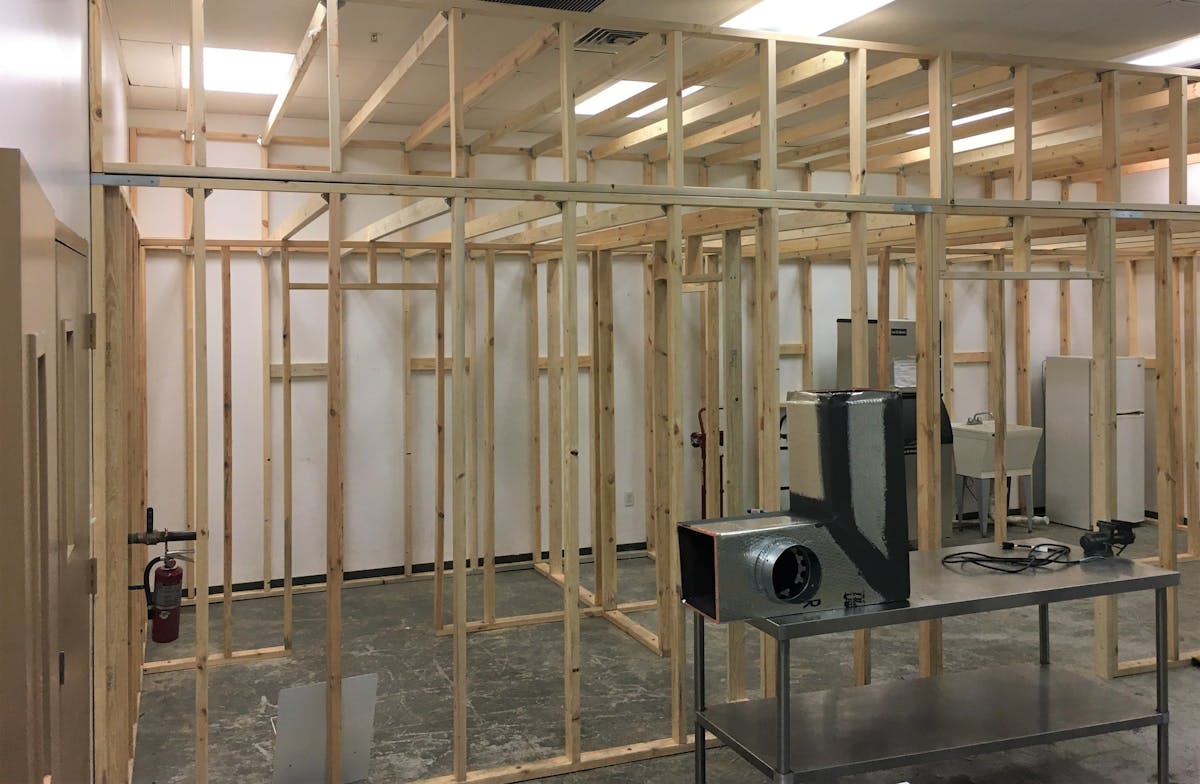 The new training lab was designed to give students hands-on training in duct-work installation.