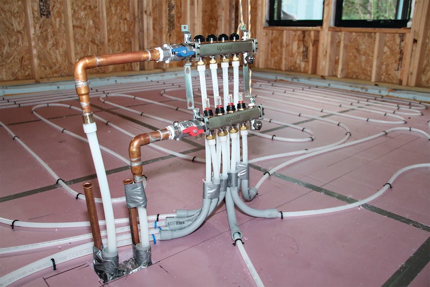 The manifold in zone four provides radiant heating and maximizing comfort in the dinette, kitchen, foyer, office, and great room. Uponor