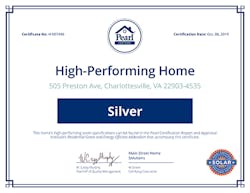 A sample Pearl solar certification certificate. A sample Pearl solar certification certificate.