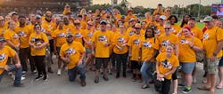 The Griffin Service team takes in a game by the Jacksonville Jumbo Shrimp, the Miami Marlins farm club. They all wore their 'Legendary' T-shirts. The Griffin Service team takes in a game by the Jacksonville Jumbo Shrimp, the Miami Marlins farm club. They all wore their 'Legendary' T-shirts.
