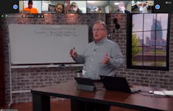 Alter, Purdue University Professor Emeritus, led the program over Zoom, with the AOSU studio allowing him to move as he would in a physical classroom, teaching from slides or using a whiteboard to show the attendees how the numbers add up. Alter, Purdue University Professor Emeritus, led the program over Zoom, with the AOSU studio allowing him to move as he would in a physical classroom, teaching from slides or using a whiteboard to show the attendees how the numbers add up.