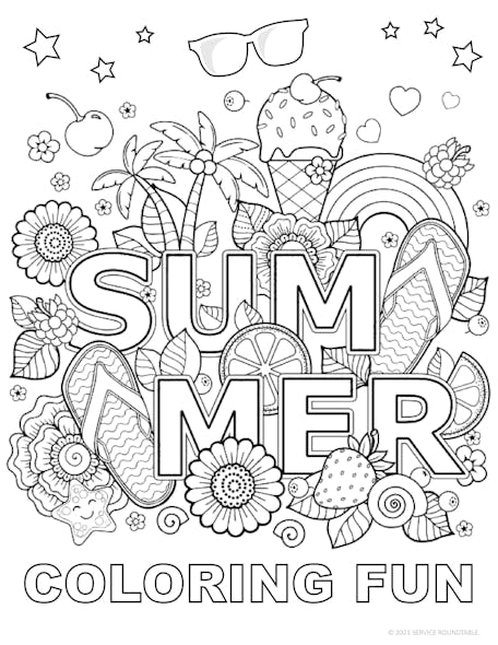 8 August Summer Coloring Sheet
