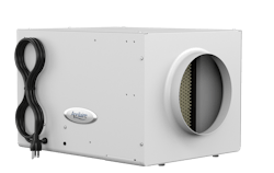 This self-contained evaporative humidifier draws air through an evaporative water panel and the unit puts out 13 gallons per day. This self-contained evaporative humidifier draws air through an evaporative water panel and the unit puts out 13 gallons per day.