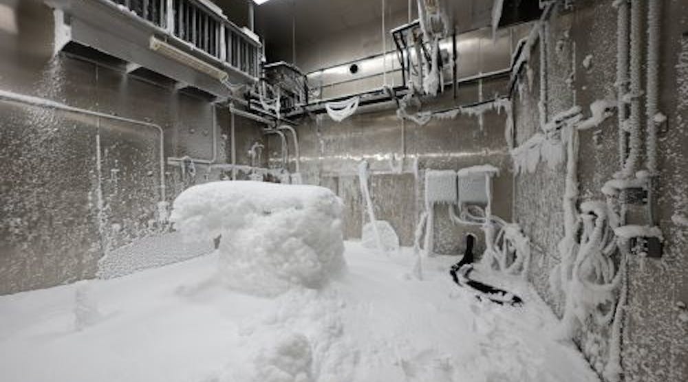 An ice chamber tests product endurance in extreme cold and ice conditions.