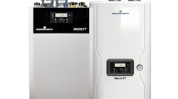 Bradford White Brute FT wall-hung boiler (right) and combination boiler/water heater.