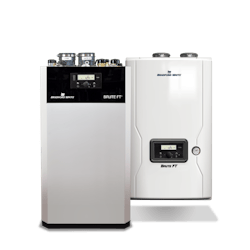 Bradford White Brute FT wall-hung boiler (right) and combination boiler/water heater. Bradford White Brute FT wall-hung boiler (right) and combination boiler/water heater.