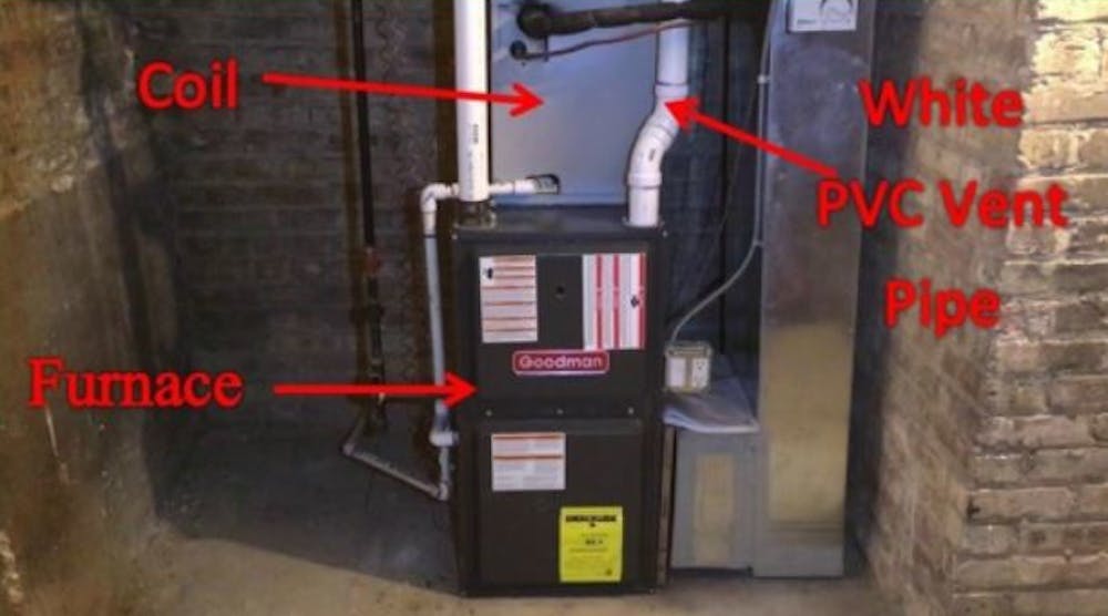 Furnace configuration for recalled evaporator coil drain pans.